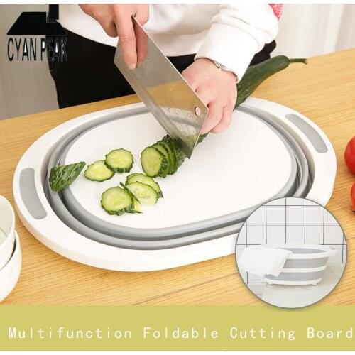 Multifunction Kitchen Cutting Board Sinks Drain Basket Chopping Board Kitchen Gadgets Accessories Folding Cutting Board