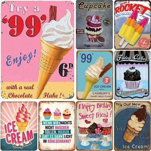 Ice Cream Cupcakes Metal Signs Vintage Tin Plate Retro Iron Painting Wall Decortion For Home Shop Cafe Garage wall trim