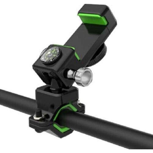 Bike Motorcycle MTB Handlebar Mount Cell Phone Holder GPS With LED Light Compass Adjustable Mobile Phone Metal Bracket Stand