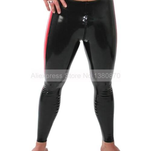 Male Latex Sexy Tight Pants with Crotch Zip Rubber Costumes Leggings Trousers Plus Size Custom Made Handmade S-LTM041