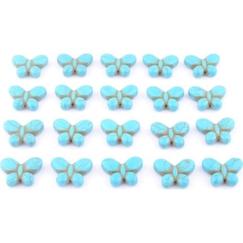 Wholesale 40Pcs 20x15mm Butterfly Spacer Stone Turquoises Howlite Beads For Jewelry Making Necklace Bracelet Accessories QG3302