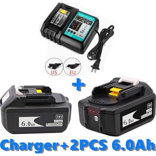 Original BL1860 Rechargeable Battery 18 V 6000mAh Lithium ion for Makita 18v Battery BL1840 BL1850 BL1830 BL1860B+ 3A Charger