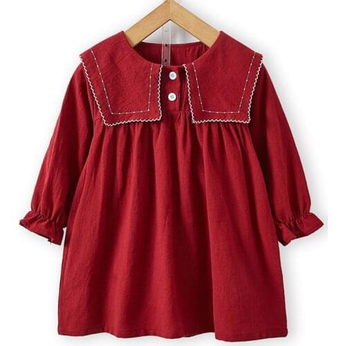 Girls Dress 2020 Autumn New Big Lapel Sweet Long-Sleeved Dress Children Baby Kids Spring Princess Party Dress Children Clothing