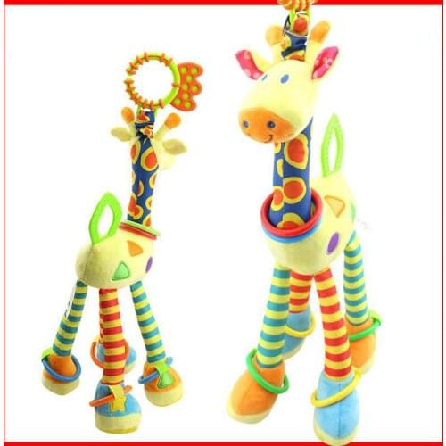 Plush Infant Toys Baby Development Giraffe Animal Handbells Rattles Handle Toys Stroller Hanging Teether Baby Toys 0-12 Months
