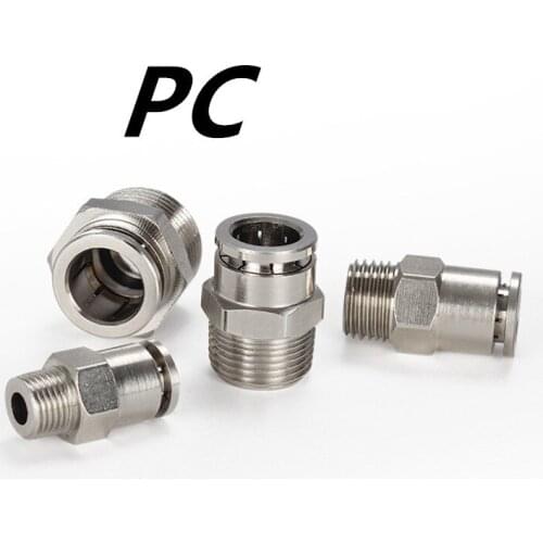 Pneumatic Connectors PC6-02 1/8" 1/4" 3/8" 1/2" Male Nickel Plated Brass Push In Quick Connector Release Air Fitting Plumbing