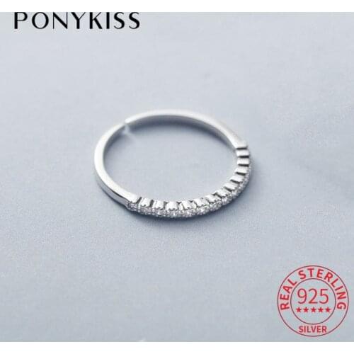 PONYKISS Romantic 925 Sterling Silver deer Animals Round Zircon Adjustable Opening Ring For Women Party Fine Jewelry wholesale