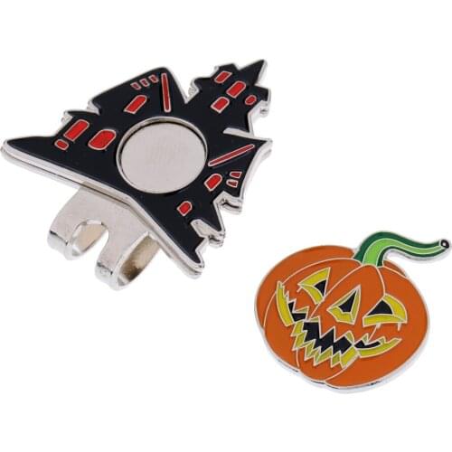 Sturdy Halloween Pumpkin Magnetized Hat Cap Clip-on Golf Ball Marker