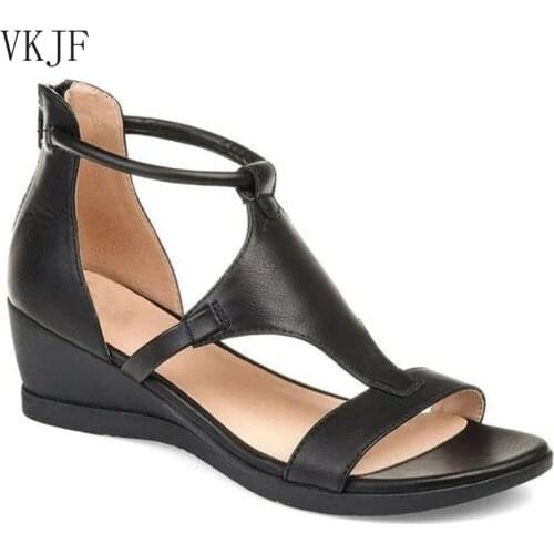 Sandals Foreign Trade Large Size Roman Style 2021 New Versatile Heightened Temperament Wedge Womens Shoes Open Toe