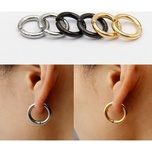 1 piece Punk Men/Women Stainless Steel Ear Clip Earrings No Pierced Fake Ear Circle Earrings Hip Hop Gothic Jewelry