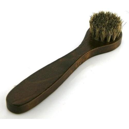 Wooden Handle Horse Hair Shoe Brush, For Matte Leather Suede Turn The Fur, In Addition To Dust, Oil, Polishing Tools Smooth