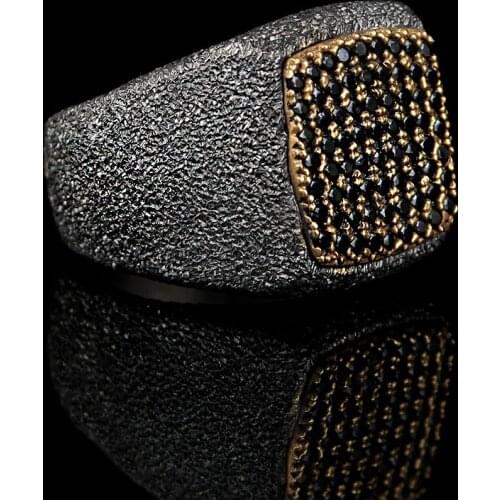 Blasting Technology Crafted Hand Job With 925 Sterling Silver Ring