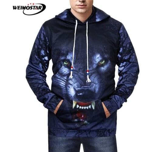 Weimostar Wolf Printed Skateboarding Hoodies Men 3D Hip Hop Street wear Sweatshirts Boy Jackets Quality Pullover Tracksuits