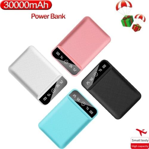 12000mAh Mini Power Bank portable Charger with 2 USB Ports Mirror Digital Display Screen Battery Apply to Xiaomi Samsung IPhone