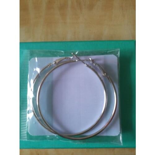 Fashion Womens 100% N925 Sterling Silver color Circle Earrings 50 mm Circle Gift Box Simple Silver color Earrings