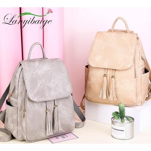 Ladies Designer Backpack Korean Version Of Soft PU Leather Shoulder Bags Large Capacity Travel Knapsack Girls School Bag