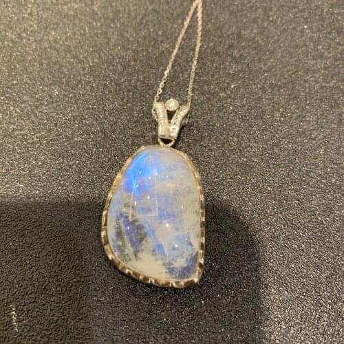 Natural moonstone pendant 925 sterling silver fine women jewelry free shipping