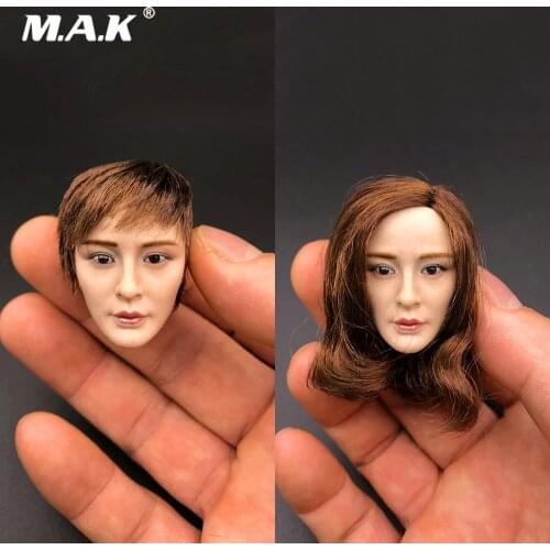 1/6 Scale Female Head Sculpt Asian Beauty Head Carving Yang Mi Mini Head Carved Model Toys for 12'' Action Figure Body Accessory