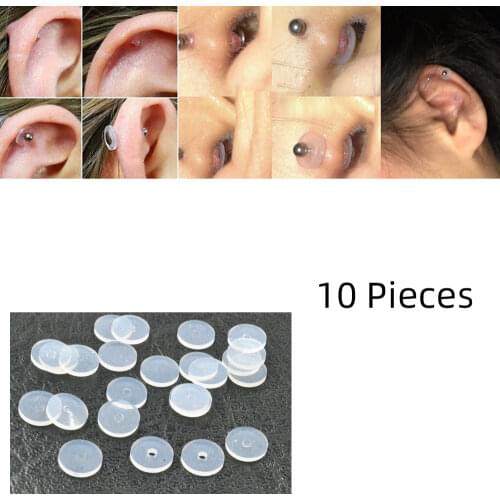 10 Pieces Silicone Piercing Healing Discs Flexible Anti Hyperplasia Saucer Ear Nose Soft Gasket Tragus Gasket Spacers