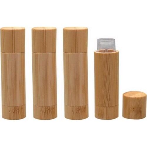 100Pcs Natural Bamboo Lip Balm Tubes 5.5g Empty Refillable DIY Lipstick Tube Holder Lip Gloss Cosmetic Containers