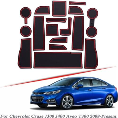 17pcs Car Styling For Chevrolet Cruze J300 J400 Aveo T300 2008-2020 Latex Gate slot pad Interior Door Groove Non-slip dust Mat
