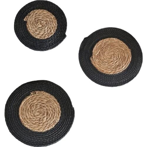 3PCS Heat Insulation Pad Japanese Style Cattail Household Coaster Plate Mat Kitchen Anti-Scalding Table Pot Mat