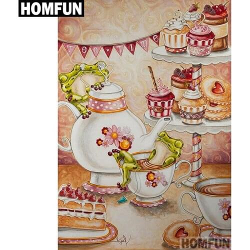 HOMFUN 5D DIY Diamond Embroidery Full Display "Frog Cake" Diamond Painting Square/Round Rhinestones Decor Art A00630