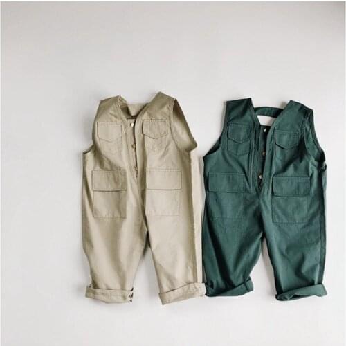 Childrens Jumpsuit 2020 Spring and Summer New Korean Girls Neutral Washed Cotton One-Piece Overall