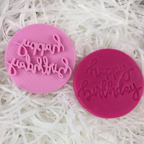Happy birthday Cookie Cutter The Seal Cookie Stamp Cake Icing Decoration Kitchen Baking Supplies Printing Tools Set