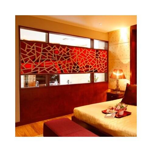 Customized large geometric puzzle 3d stereo mirror wall sticker ceiling living room background DIY decoration