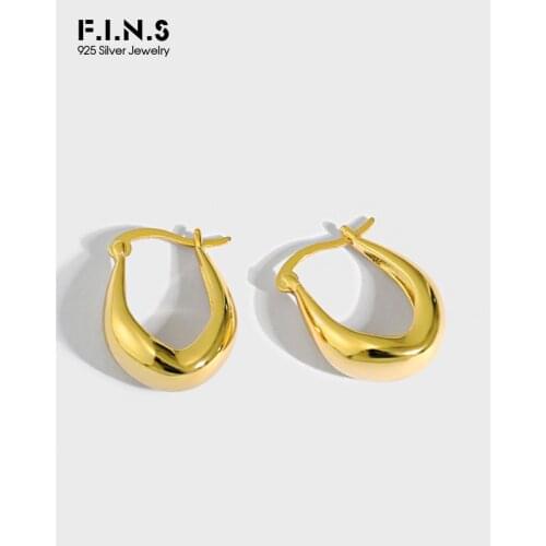 F.I.N.S Korean U-shaped Design S925 Sterling Silver Hoop Earrings Arc-Shaped Silver 925 Earring Hoops Prevent Allergy