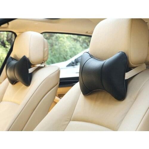 Leather Car Neck Pillow 2 Pcs (Black)