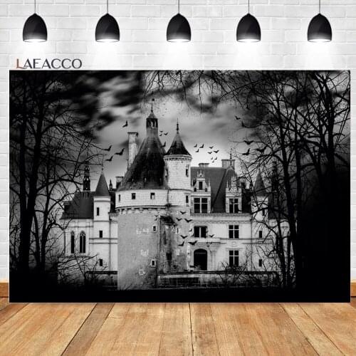 Laeacco Halloween Theme Backdrops Mystery Vampire Castle For Kids Child Trick Or Treat Dress Up Portrait Photography Backdrop