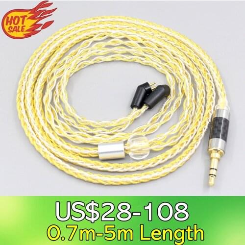 LN007316 8 Core OCC Silver Gold Plated Braided Earphone Cable For Etymotic ER4B ER4PT ER4S ER6I ER4 2pin