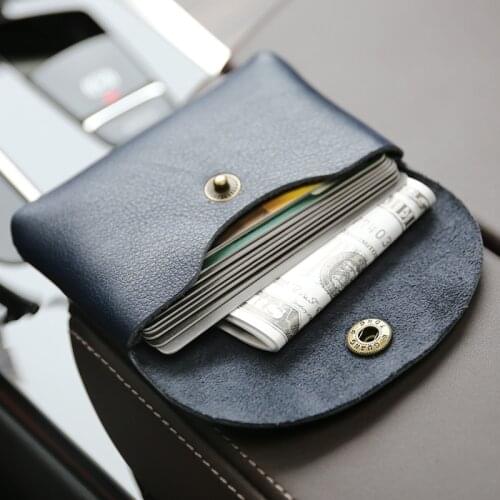 Mens handmade soft leather mini coin purse womens simple leather retro coin bag card bag business card bag tide