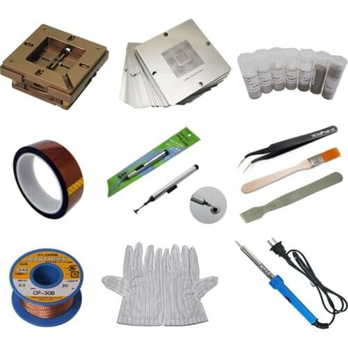 BGA reballing repairing kit rework soldering station 90mm stencils soldering balls tweezers openings tools for game console PS4