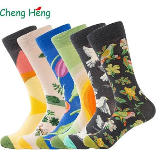Cheng Heng 10 pairs/bag new hot sale personality street fashion cotton socks creative fashion style men middle tube socks