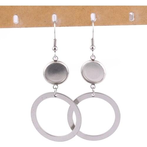 Onwear 10pcs 12mm cabochon earring base diy stainless steel blank drop earrings findings for jewelry making