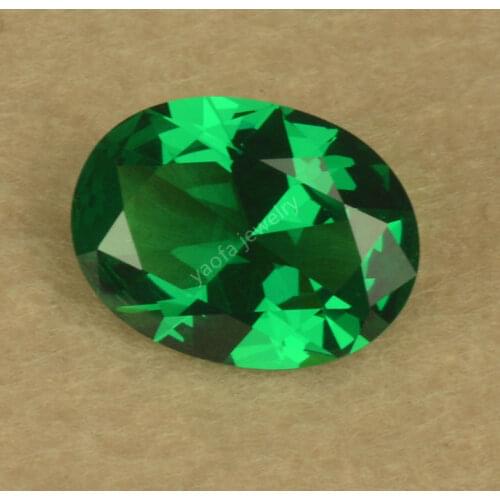Wholesale 5A Wax Setting 2x3~15x20mm Oval Shape Brilliant Cut Nano Green Stone Synthetic Green Color Gems For Jewelry Making