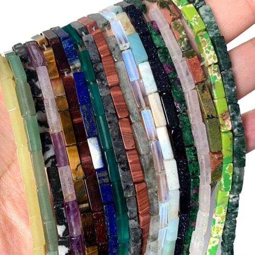 Wholesale 4*13MM Natural Square Cylinder Stone Beads Lapis Lazuli Amethysts Labradorite For Jewelry Making DIY Bracelet Necklace