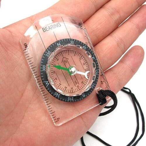 EDC Outdoor Camping Hiking Transparent Plastic Compass Compass Proportional Footprint Travel Military Compass Tools travel kits