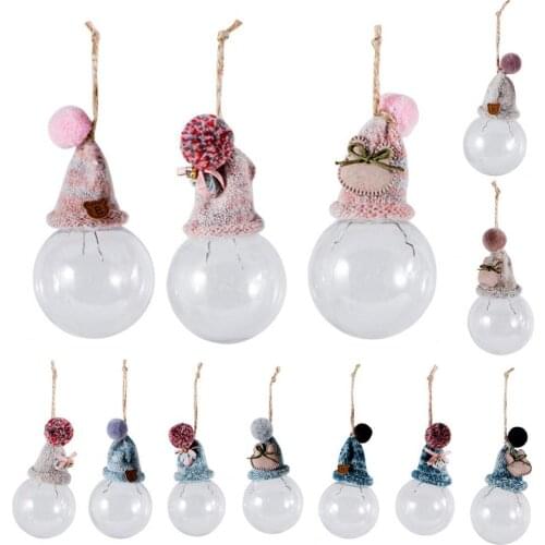Empty Transparent Christmas Pendant Plastic Winter Cap Sturdy Construction Festival Ornament Home Decor Party Supplies Kids Gift