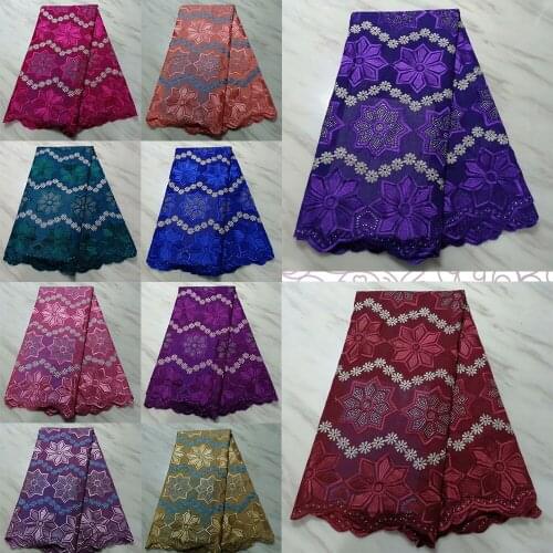 Thin And Fine Cotton Embroidery With Hot Drilling Fabric 5 Yards Broidery Hot Fix Rhinestone Jacquard Textile 1612A2