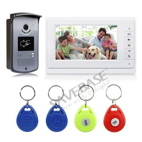 HOMSECUR 7"Wired Video Door Phone Doorbell Home Security Intercom System 1-In 1-Out RFID