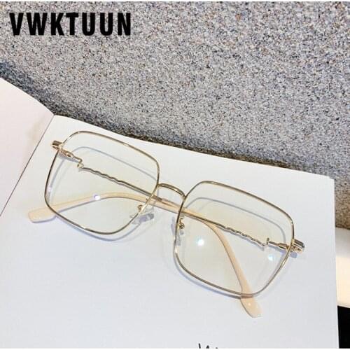 VWKTUUN Square Glasses Frame Big Eye glasses Frames For Women Wave Bent Glasses Frames Optical Fake Glasses Frames