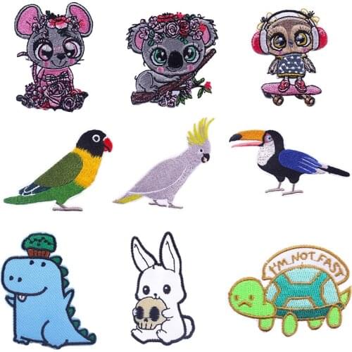 Cartoon Bird Animal Embroidered Patch Sewing Rabbit Patch Iron on Clothes Mouse Patches For Clothing Accessories Applique Decor