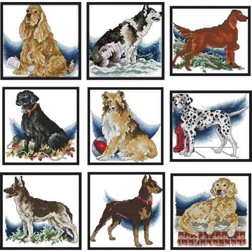 Joy Sunday embroidery cross-stitch dog series animal pattern needlework set cross-stitch full kit DIY embroidery home decoration