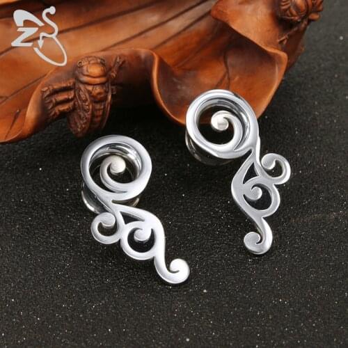 ZS 316L Stainless Steel Double Flare Ear Plugs Tunnels Expander Ear Gauges Earrings Body Piercing Jewelry