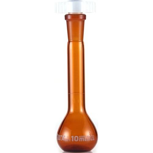 10ml Brown Lab Borosilicate Glass Volumetric Flask with plastic Stopper Office Lab Chemistry Clear Glassware Supply