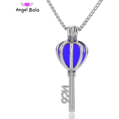 10PCS/LOT 8mm Heart Shaped Keys Aromatherapy Aroma Essential Oil Perfume Hollow Diffuser Pendant Necklaces for Gift L143