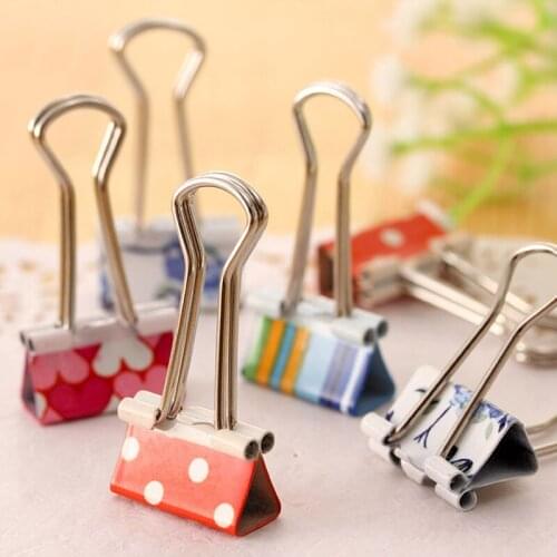 24pcs/set Colorful Print Metal Paper Clips Swallow Tail File Notes Classified Clips Student Stationery School Office Supply